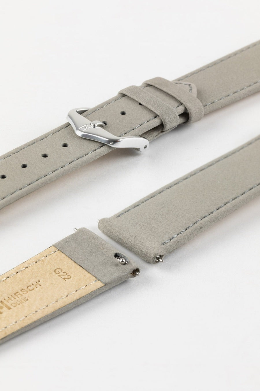 Hirsch OSIRIS Calf Leather with Nubuck Effect Watch Strap in GREY